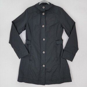 Eddie Bauer Jacket Womens Medium Washed Black Vintage Long Lightweight Casual